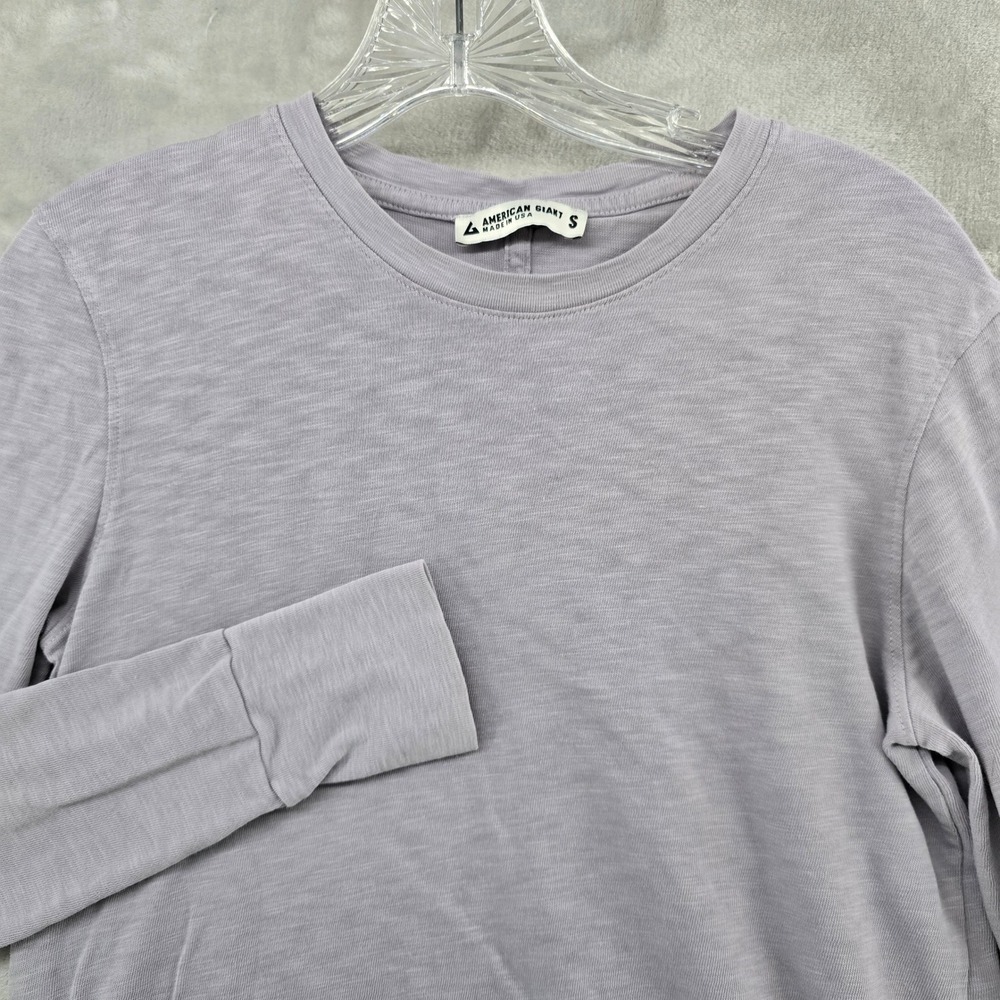 American Giant Women Small Long Sleeve Shirt Gray Supima Cotton Crew Neck Slub